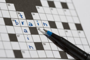 Crossword puzzle with the words "Train" and "Brain"