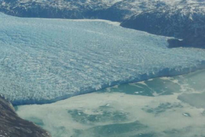 Ariel image of a glacier.