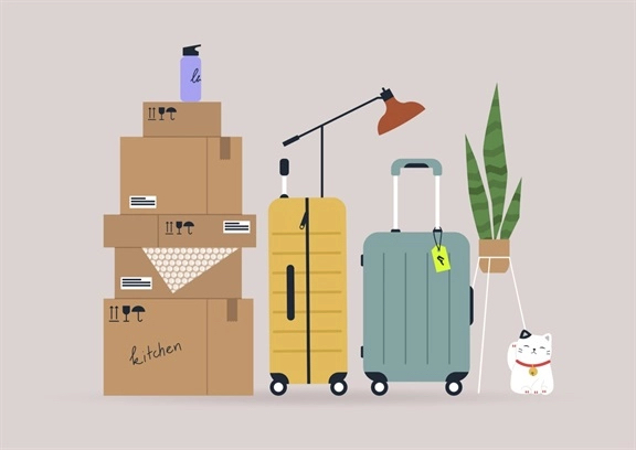 suitcases and boxes - Unsure About Moving for a New Neurology Position? Start By Asking Yourself These Questions