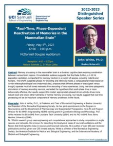 BME Distinguished Speaker Series, 12pm-1pm on May 5, 2023: "Real-Time, Phase-Dependent Reactivation of Memories in the Mammalian Brain"
