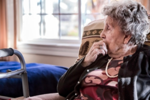 Elderly woman with dementia in nursing home